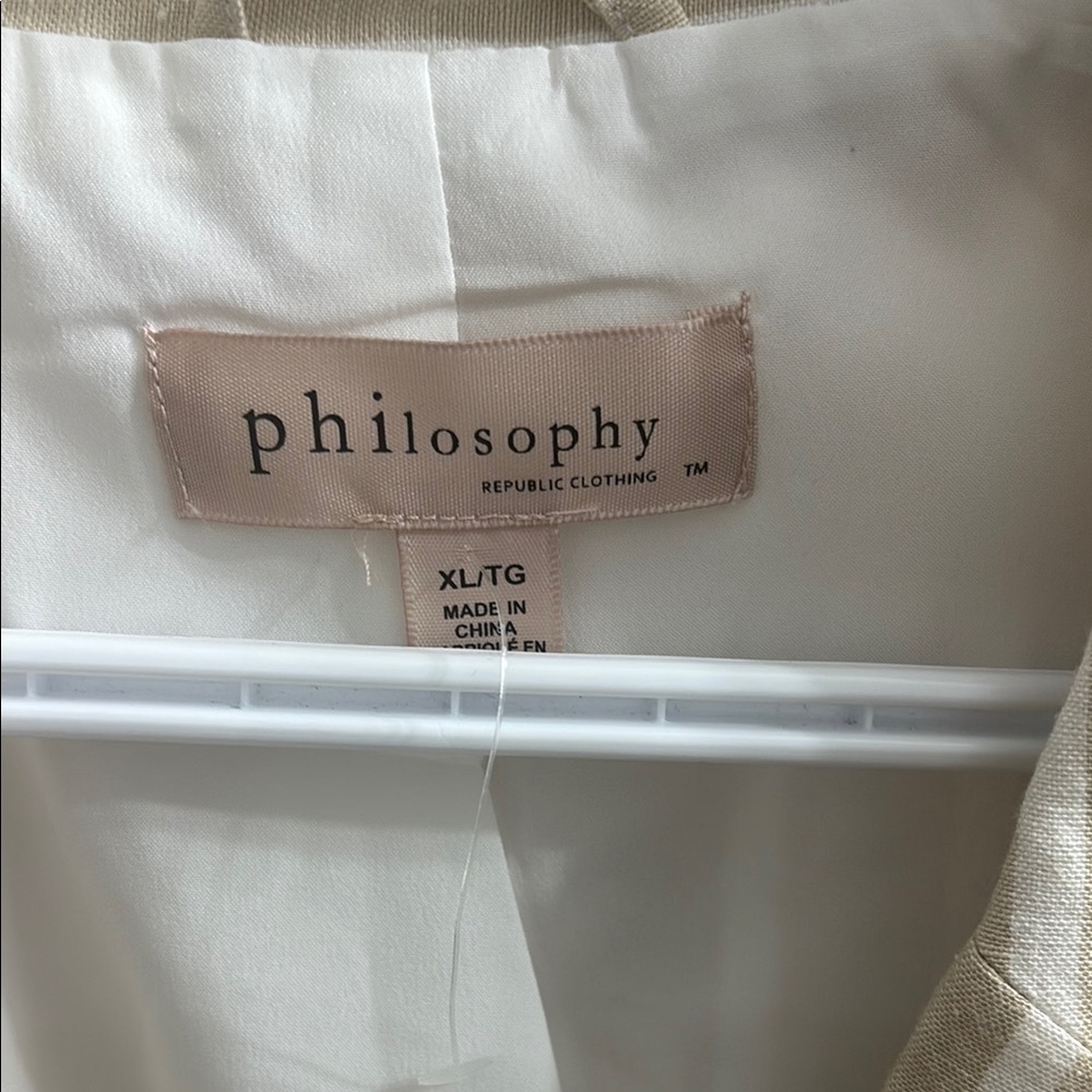 Philosophy Tan and White Pinstripe Blazer with Notched Lapel - Picture 2 of 3